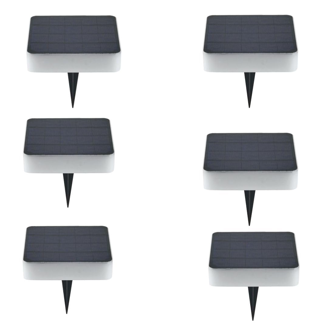 V.MAX6 Pc Rectangle Shape Solar LED Lawn Light - 5W, Wireless | Waterproof Lawn Lamp for Outdoor, Garden | Solar Spike Ground Lights for Pathway Light (Rectangle)