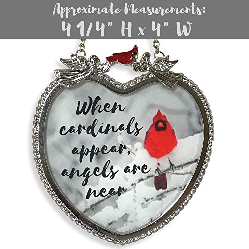 Banberry Designs Memorial Cardinal Sun Catcher - When Cardinals Appear Angels Are Near Saying - Heart Shaped Glass Sun Catcher With Cardinals And Winter Scene… #TOP1