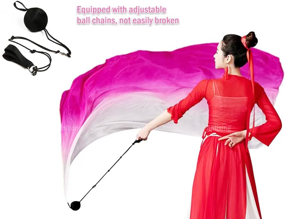 Anlising 2PCS Dance Silk Veil Poi, Belly Dance Colorful Veil Poi, Silk Poi Throwing Balls, Silk Belly Dance Ball, Silk Veil with Poi Ball, Suitable for Dance Performances and Practice
