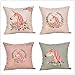 Poszewki na poduszki 55 x 55 cm, zestaw 4 różowych jednorożców, dekoracyjne poszewki na poduszki, lniane, kwadratowe, dwustronne, z niewidocznym zamkiem błyskawicznym, na sofę, kanapę, do sypialni, wewnątrz, na zewnątrz, dekoracja