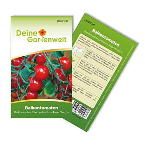 Balkontomaten rot Balkonzauber Samen - Solanum lycopersicum - Balkontomatensamen - Gemüsesamen - Saatgut für 15 Pflanzen