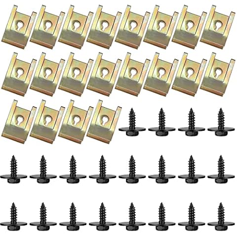 40 Pcs Screw and Nut Clip Kit(20 Car Body Fender Screws, 20 Car Bumper Guard Plate Fixing Bolts), U-Type Car Body Fender Screw Fastener Clip with Screw for the Interior Decoration Plate Vehicle Car Cover