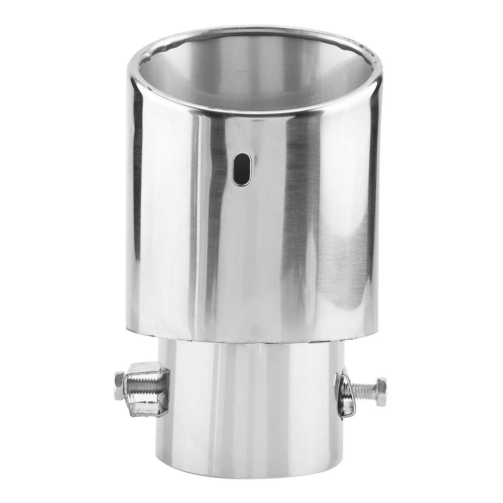 double exhaust tip + Car Exhaust Pipe Glossy Silver Stainless Steel Universal Car Straight Exhaust Pipe Rear Muffler Tip Tail Throat