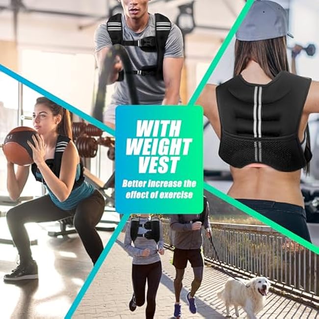 Weighted Vest Men or Women - 6lb/8lb/12lb/16lb/20lb/25lb/30lb Weights with Reflective Stripe, Weighted vest for Workout Equipment for Strength Training Night Running