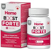 Hemeboost Forte 34.8 mg 696 mg Heme Iron Pills, High Potency Iron Supplement for Women & Men, High Absorption & Gentle on Stomach, Safe for Use in Pregnancy, 30 Tablets
