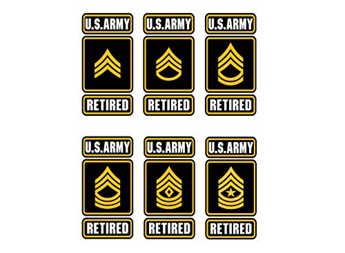 Image of Edward & Co Sticker U.S Army Enlisted Ranks Decal United States Military for Car Truck Window Laptop Bumper SGTSSGSFCMSG1SGSGM 2.5 w x 5.0 h in (Master Sergeant E-8), BlackYellowWhite