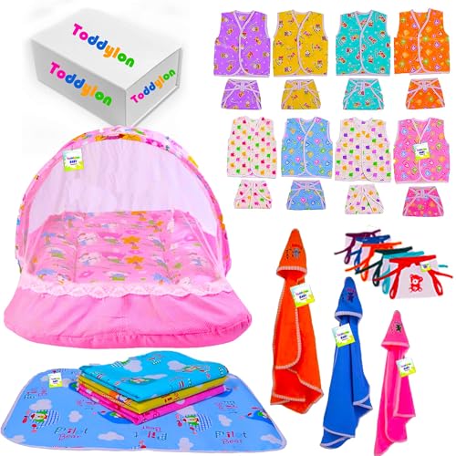 Image of Toddylon Newborn Baby Essentials Kit 40 Items Combo Set | New Born Baby Set 0-6 Months | Hospital Kit Baby Combo Pack for Boys & Girls | Maternity Hospital Bag Kit | Soft Cotton New Born Clothes