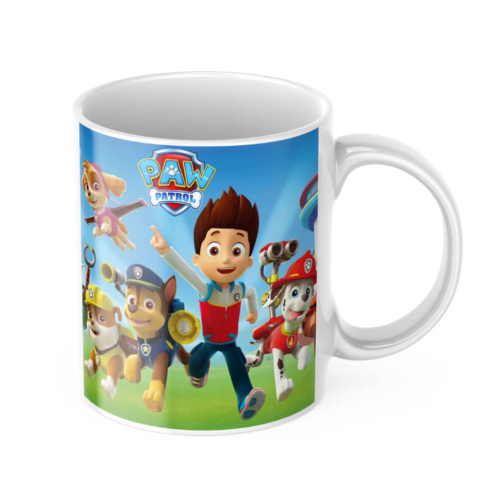 Home Decor Expert Paw Patrol Family Ceramic Coffee Mug for Kids Cartoon Printed Gift for Kids Brother Sister Son Daughter Boys Girls Microwave Safe (White, 350 ml)
