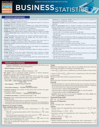 Business Statistics: a QuickStudy Laminated Reference Guide (Quick Study Business)