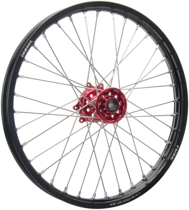 Tusk Impact Complete Wheel - Front 21 x 1.60 Black Rim/Silver Spoke/Red Hub