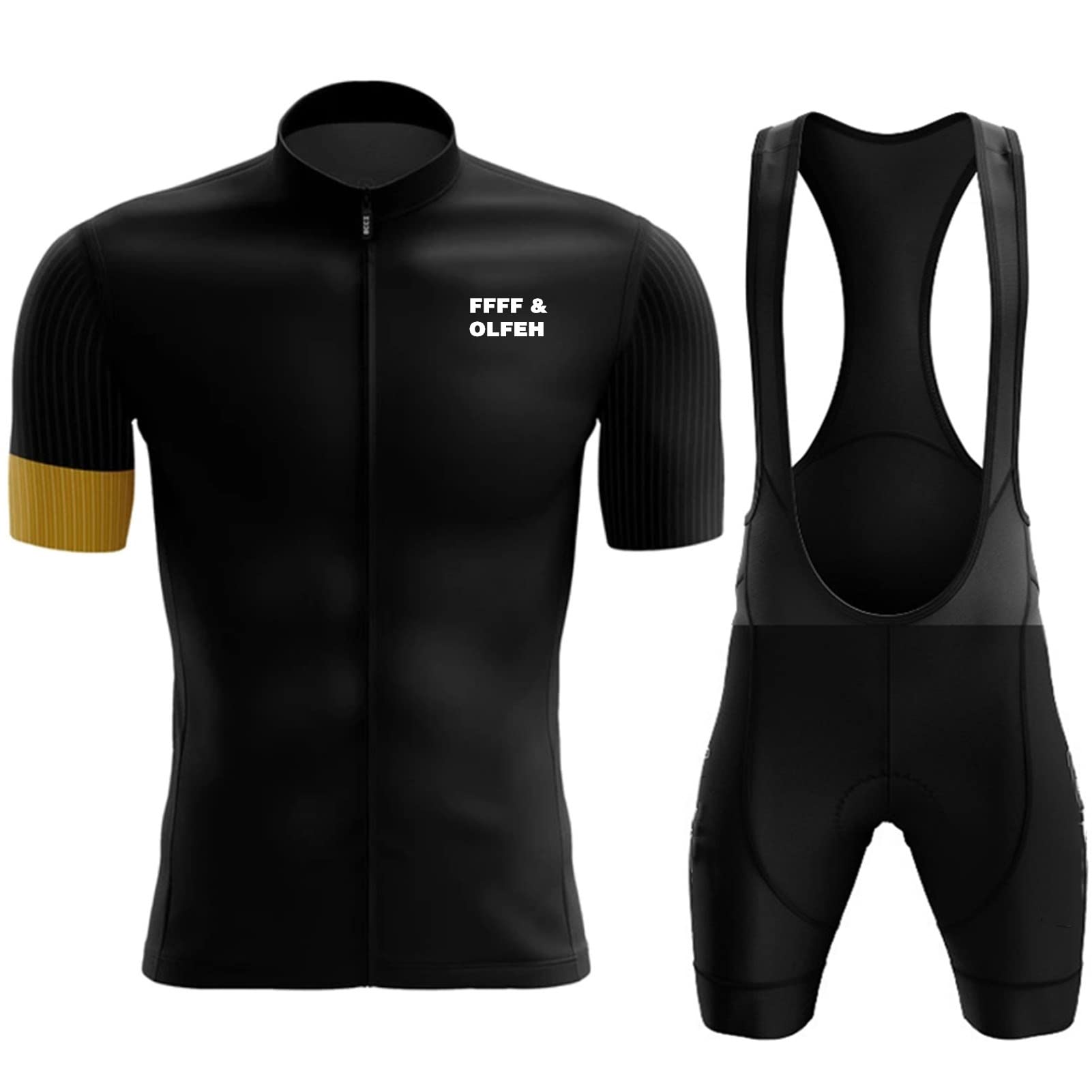 FFFF & OLFEH Vêtements Cyclisme Pro Homme Tenue Cycliste Manche Courte, Été Jerseys VTT et Cuissard à Bretelle avec 9D Coussin Gel, Cycling Route Respirant Séchage Rapide