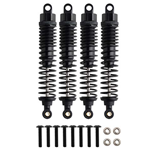 GDOOL Front Rear RC Shock Absorber, 4-Pack Shock Absorber 108004 108mm Adjustable Alloy Aluminum Shock for 1:10 HSP Redcat Volcano EXP/Pro Volcano S30 Truck Upgraded Hop-up(Black)