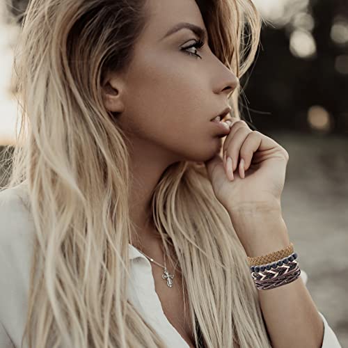 Casdan 28 Pcs Braided Leather Bracelets For Men Women Woven Cuff Wrap Bracelets Hemp Cords Wood Beads Ethnic Tribal Bracelets Adjustable Leather Wristbands #TOP5