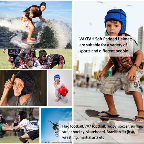 Vayeah Soft Shell Football Helmet Scrum Cap 7V7 Rugby Helmet Foam Cotton Protective Soft Padded Headgear Helmet Flag Football Helmet Youth Adult #TOP6