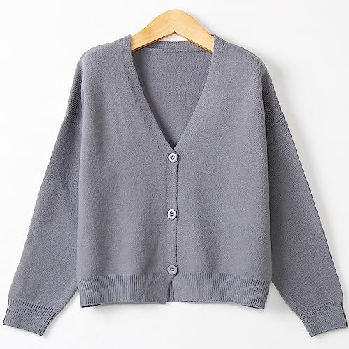 Image of ebossy Women's Vintage Preppy Cable Knit Cardigan Sweather Casual Plain Artistic Aesthetic Oversized Crop Jacket Top