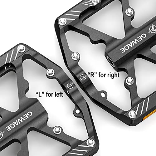 Bike Pedals 9/16 Inch - Bicycle Pedals with Reflectors - 3 Sealed Bearings MTB Pedals Wide Platform Pedals for Mountain Bike, BMX, Road Bike Pedals (Black)
