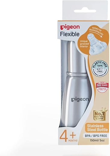 Pigeon Premium Steel Feeding Bottle Slim Neck Steel Feeding Bottle 150ml-M Size