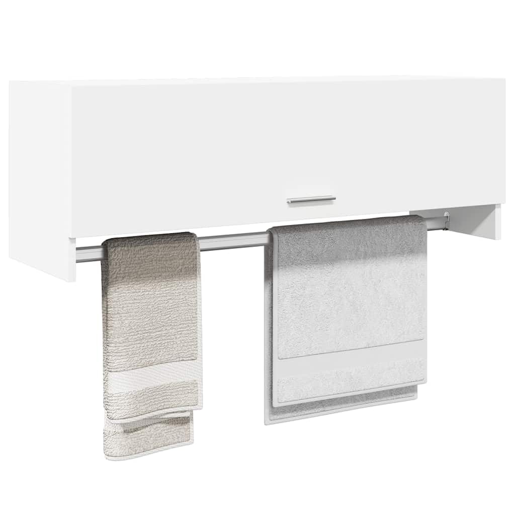 Biała szafa na ubrania 100 x 32,5 x 35 cm z materiału drewnopochodnego z 2 półkami, drążkiem na ubrania i miejscem do przechowywania, do sypialni, pokoju dziecięcego, korytarza