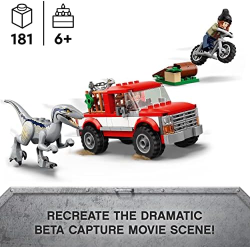 LEGO 76946 Jurassic World Blue and Beta Velociraptor Capture with Truck and 2 Dinosaur Toys, Gifts For Boys & Girls, 2022 Dominion Movie Inspired Set