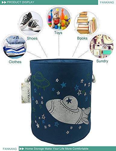 Storage Baskets,Collapsible & Convenient Nursery Hamper Laundry Bin Toy Collection Organizer for Kid's Room Gifts Basket (Spaceship)