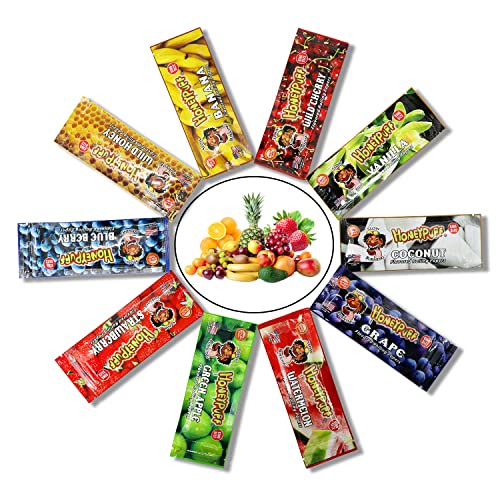Flavored Rolling Papers, Hoenypuff King Size Cigarette Rolling Paper With Filter Tips 10 Juicy Fruit Flavors, Unbleached and Raw Papers, (10packs-flavors)