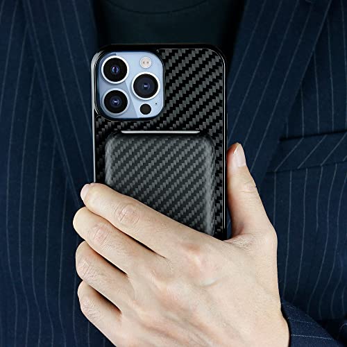 Monocarbon Real Carbon Fiber Case Compatible With Magsafe Battery Pack, Slim Ultra-Thin Shockproof Cover, Lightweighter Anti-Scratch Cover Case For Magsafe Portable Charger, Matte Finish. #TOP6