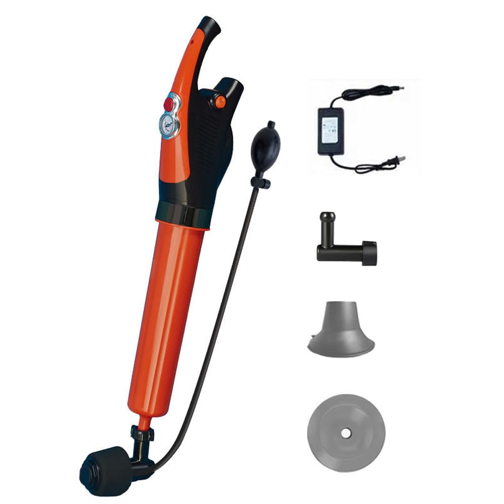 Elektrischer Toilettenreiniger, Toiletten-pümpelpistole Mit Echtzeit-barometer Und 4 Austauschbaren Aufsätzen, Werkzeugset Für Verstopfte Waschbecken, Toiletten, Bodenabläufe Und Rohre