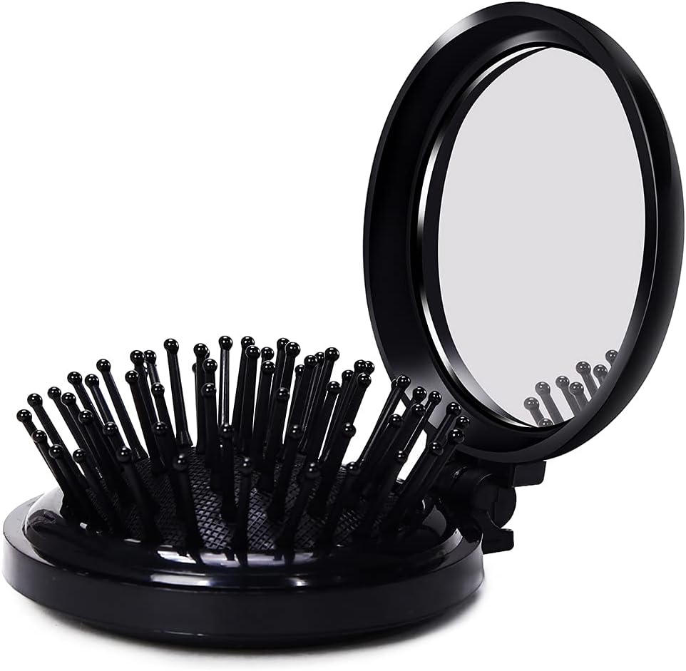 LOUISE MAELYS 1Pcs Folding Mini Pocket Hair Comb with Mirror Travel Set Gift Idea