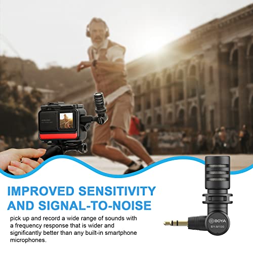 BOYA Microfone condensador omnidirecional TRS miniatura de 3,5 mm BY-M100 para DSLR, câmera de vídeo