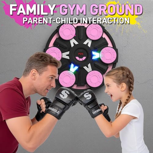 Image of Music Boxing Machine for Kids & Adults - Wall Punching Pad with Lighting, 9-Speed Bluetooth Boxing Game with Gloves, Wall Mounted Exercise Equipment, 2026 Upgrade Boxing Equipment for Kids Age 6+