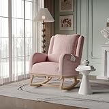 belupai Schaukelstuhl mit 2 Seitentaschen, Relax-Schaukelstühle, gepolstert, Stillsessel mit Lendenkissen, Schaukelsessel für Wohnzimmer, Schlafzimmer