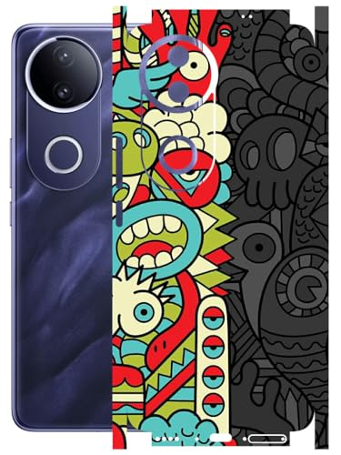 Image of AtOdds - Full Body Back Screen Guard Protector Film - Lamination Wrap Skin Sticker Compatible with VIVO T4R (5G) | Scratchproof Matte Finish (Graffiti50)