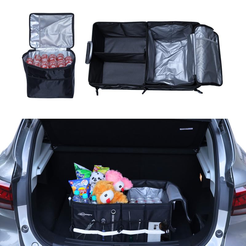 Image of Neodrift Trunk Master Pro With Cooler Bag - Multi-Compartment Car Organizer, Durable & Portable Polyester, Anti-Skid For Sedan, Suv, Minivan - Ideal For Cargo, Gifts, Toys, Automobiles, Black