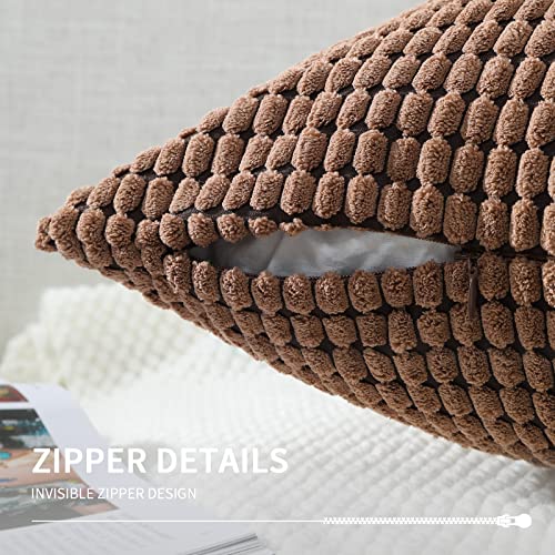Beben Throw Pillow Covers - Set Of 2 Pillow Covers 16X16, Decorative Euro Pillow Covers Corn Striped, Soft Corduroy Cushion Case, Home Decor For Couch, Bed, Sofa, Bedroom, Car (Brown, 16X16) #TOP7