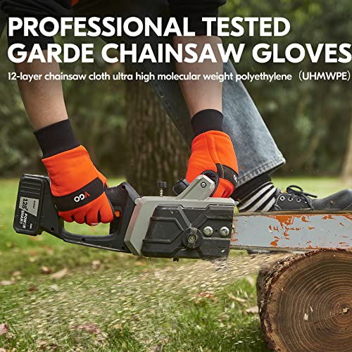Vgo... Chainsaw Gloves 12-Layer Protection on Left Hand, Safety Forestry Work Gloves with Touchscreen in Goat Leather(XL,1Pair) - Image 4
