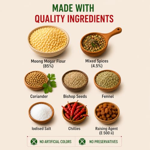 Image of INDIMIX Instant Moong Bhajiya Mix 500g | Ready-to-Cook Crispy Moong Pakoras, Homemade Authentic Flavor in 3 Easy Steps, No Artificial Colors or Preservatives, Pansari