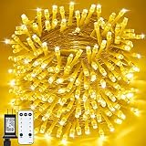 ZHOUDUIDUI Christmas Lights Outdoor, 800LED 330FT Warm White String Lights, 8 Mode Plug in Waterproo