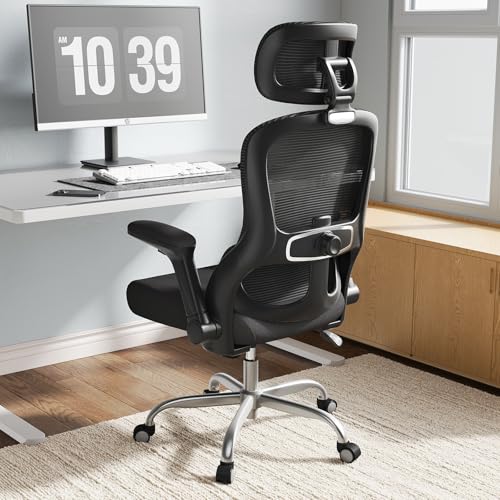 TRALT Bürostuhl Ergonomisch - Bürostuhl - Gaming Stuhl mit Verstellbare Kopfstütze Lordosenstütze Home Office Desk Chair - Schreibtischstuhl Computerstuhl für Große Menschen Mesh-Stuhl 150kg Schwarz