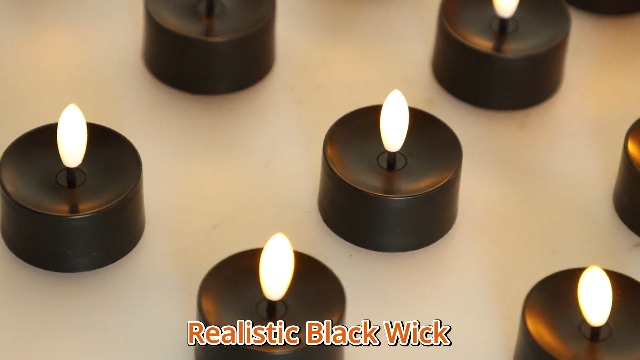 Image of 50 Pack Black Battery Operated Tea Lights, Realistic Flickering Flameless LED Tea Lights, 3D Wick Fake Flameless Tealight Candles for Wedding, Festival, Party, Home Decor