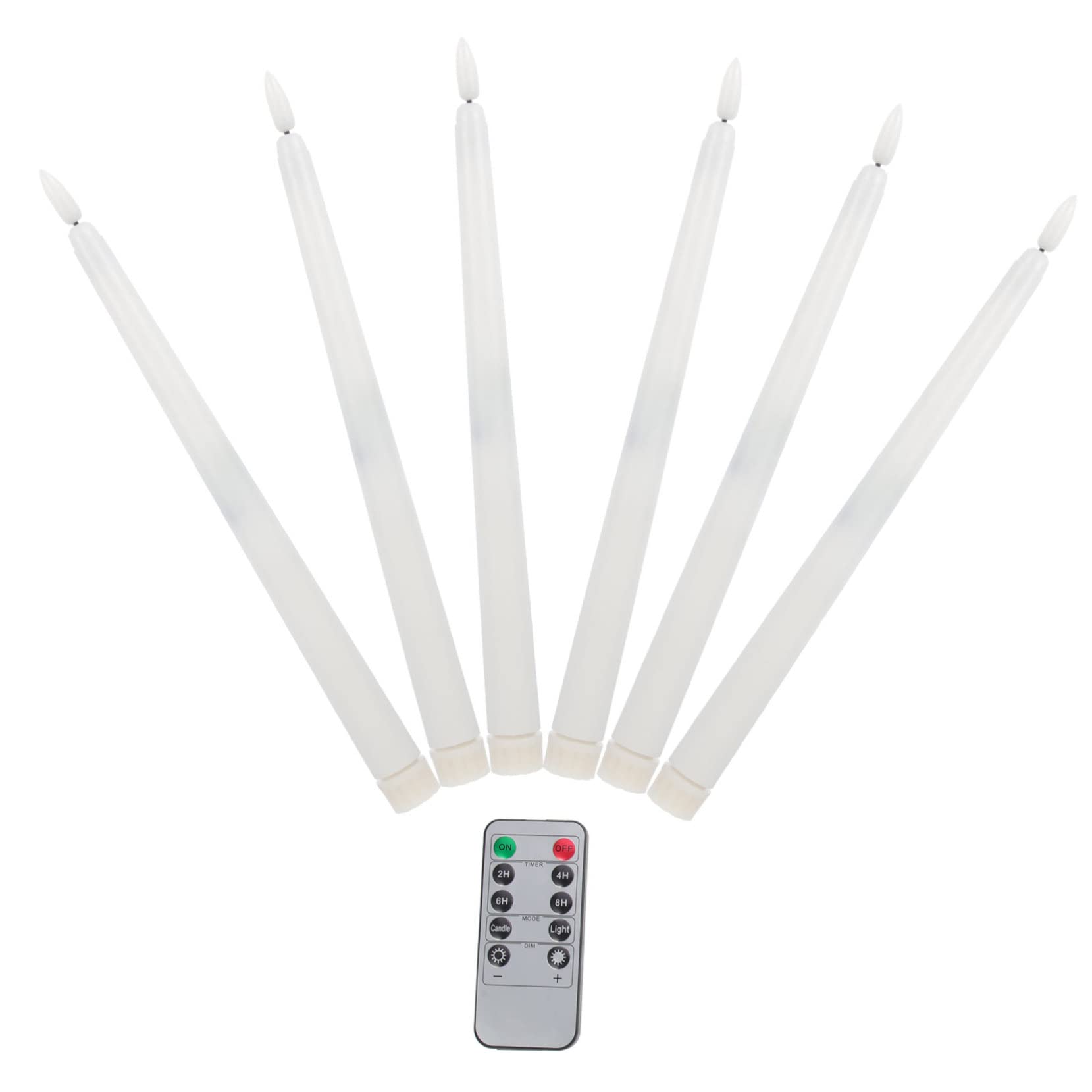Candele Taper senza Fiamma LED Bianche 6 Pezzi con Telecomando | Abs, Luce Calda 3d, senza Gocce e Profumo, per Piano e Scrivania, Effetto
