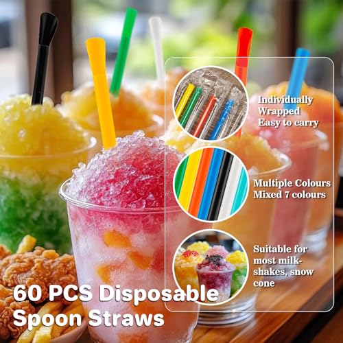 RAINFLOW 60 PCS Pitillos con Cuchara de Plástico miniatura 3