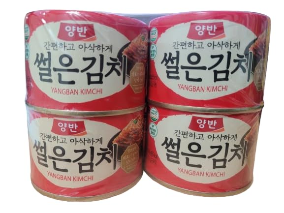 Sliced Kimchi 김치 Korean Canned Kimchi by Dongwon Yangban, Ready-to-Eat Spicy Fermented Napa Cabbage, 160g x 4 Cans | DAHLORE
