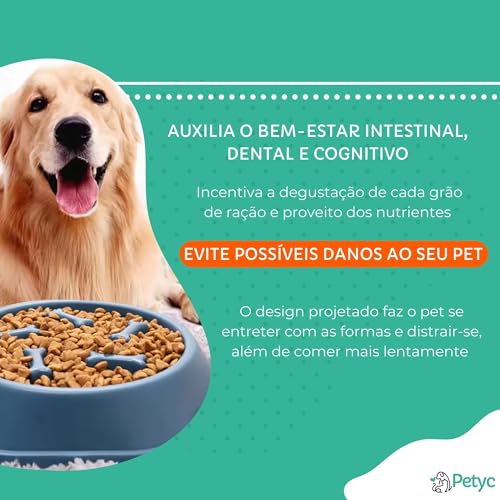 Comedouro Lento Labirinto PETYC Produto Petshop Enriquecimento Ambiental (Azul)