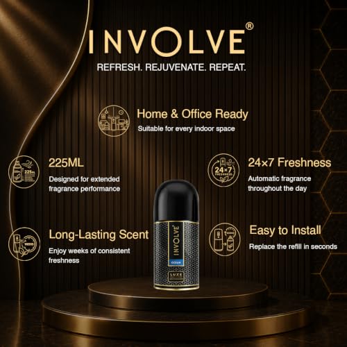 Image of Involve Luxe Combo - Impact, Ocean & Gravity - Pack of 3 | Automatic Room Freshener Refills | 2200 Sprays Guaranteed | Lasts up to 60 Days (225ml x 3) | Home Fresheners | Long Lasting Fragrance