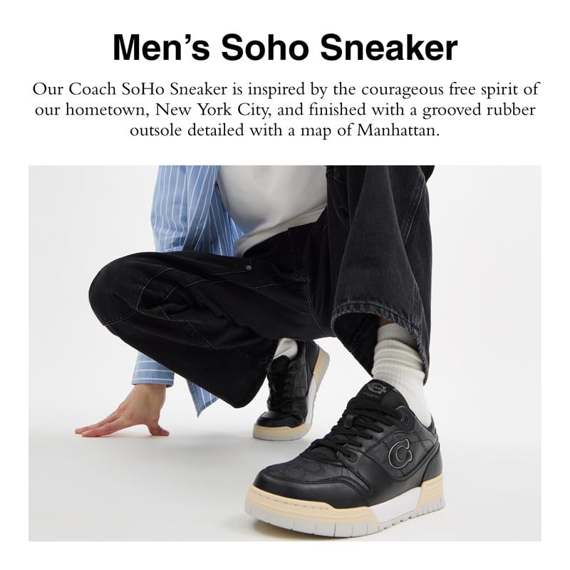 Coach Men's SOHO Sneaker, Charcoal/Black, 7.52