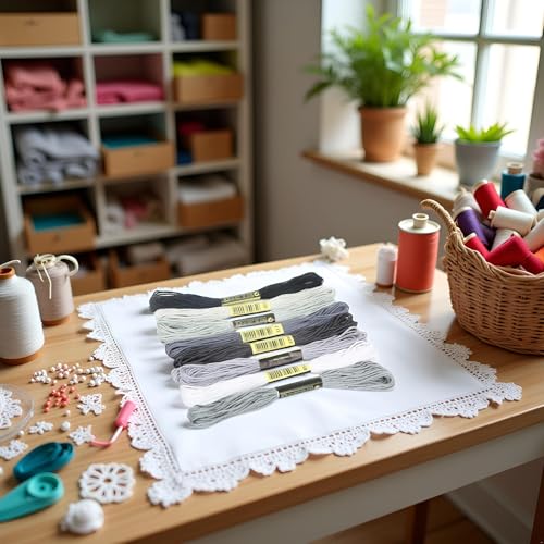 Image of 8Pcs 7.5m Cotton Stitch Embroidery Thread Floss DIY Friendship Bracelets Floss Craft Sewing Skeins Grey Fashion Embroidery Floss for Arts,Embroidery Thread and Floss, Crafts and Sewing