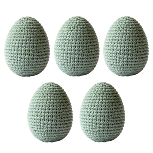 Set d'Œufs de Pâques Tricotés - Guirlande 5 Pièces Colorée | Décoration Crochet Printemps | Accents en Tissu pour Maison Bureau Vases Couronnes Fêtes, Accessoires Artisanat Festif
