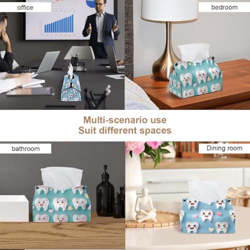 Boîte à mouchoirs professionnelle motif dents mignonnes bleu pour établissement - 7