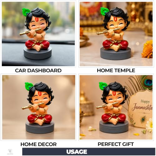 Image of UNOVATE Krishna Idol Small for Car Dashboard | Krishna Murti | Multicolor