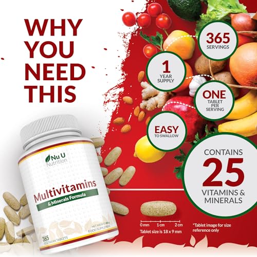 Multivitamin Tablets - 365 Tablets (1 Year Supply) - 25 A-Z Multivitamins and Minerals Including Iron, Zinc & Vitamin D - Multivitamin Tablets for Men and Women Including 50 Plus - One Daily - Image 5